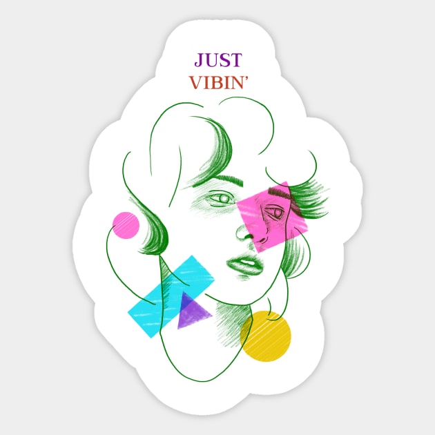 Just Vibin' Positive Mental State Female Portrait Sticker by SimpleTeez